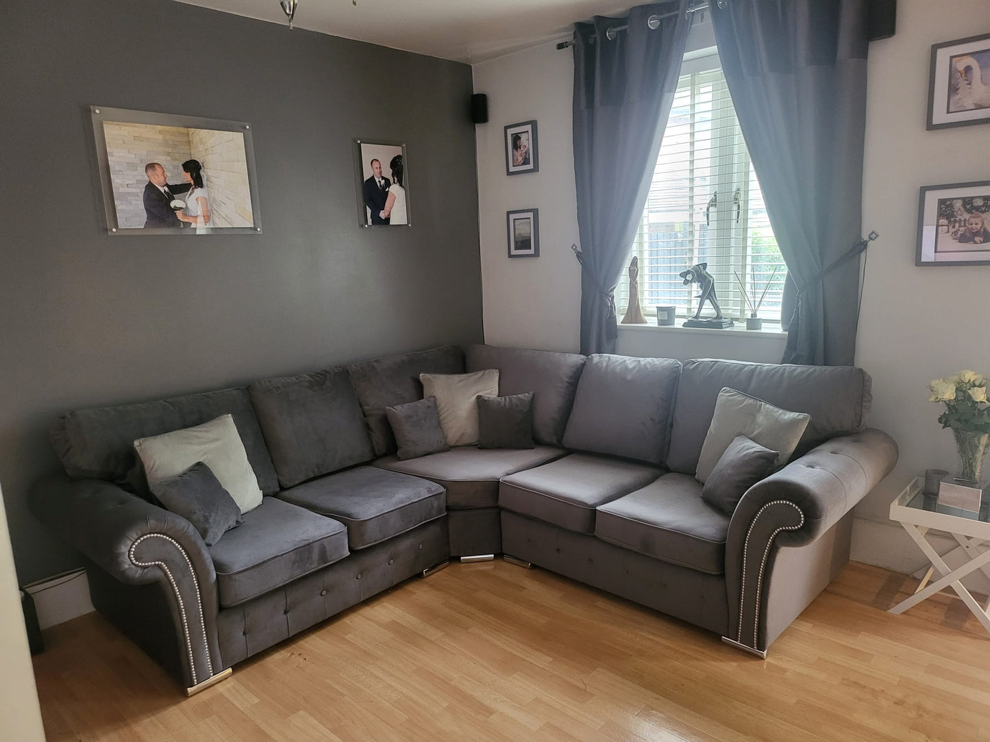 Oakland Plush Grey Corner Sofa