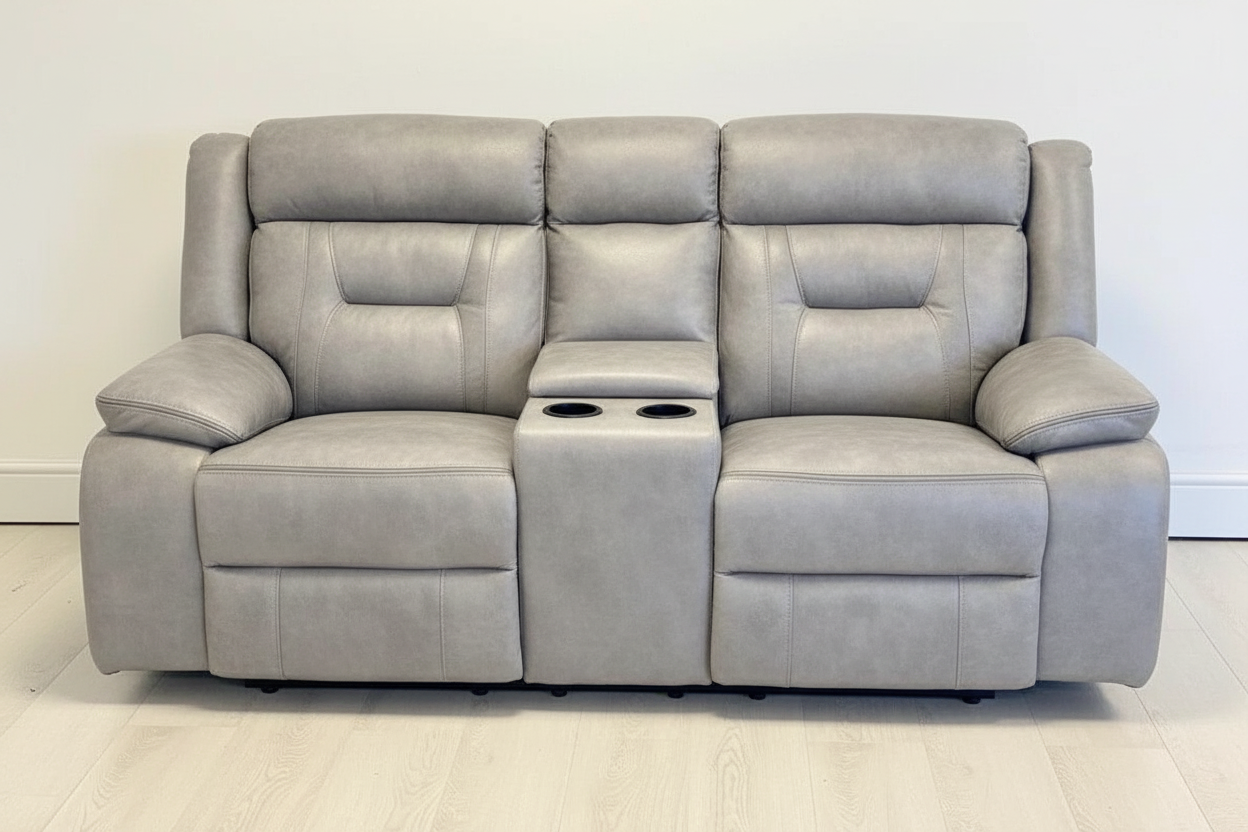 Nova Grey Tech Leather Electric recliner with Cup holders/USB ports
