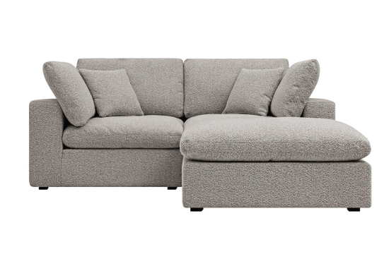 Grey Boucle Fabric Lutyens 3 Seater Sofa with detachable Footstool