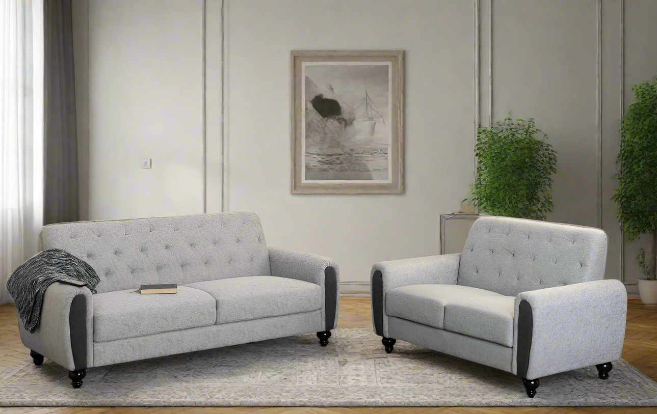 Chester 3+2 Suite Light Grey Fabric