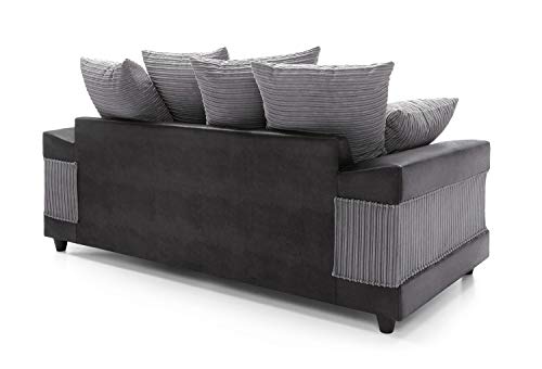 Dino 2 Seater Sofa Set in Black & Grey Jumbo Cord