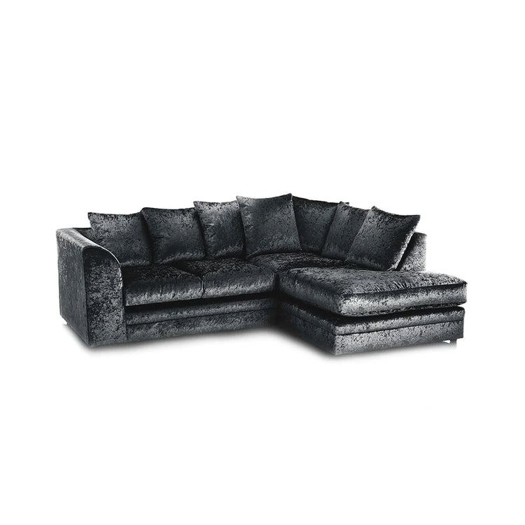 Hilton Black Luxurious crushed velvet corner sofa