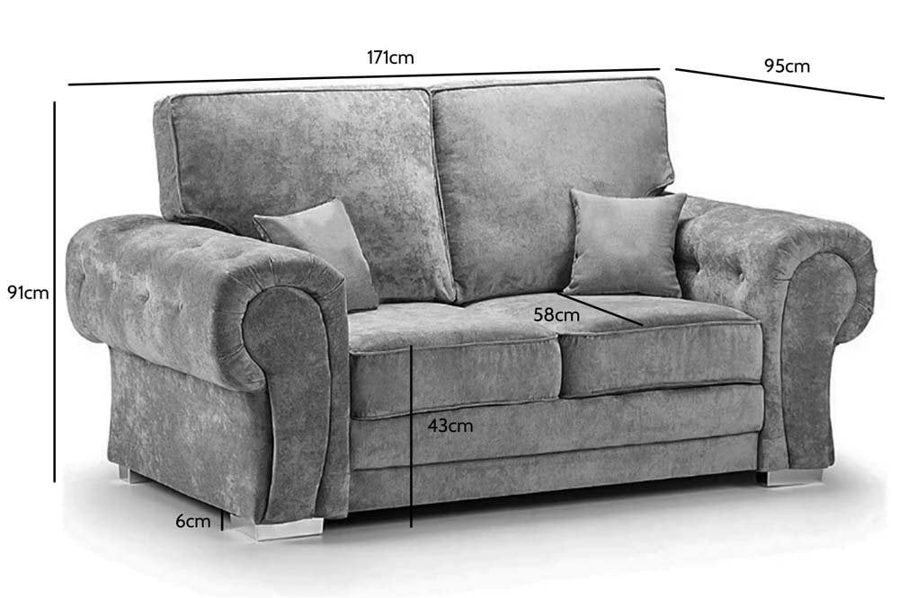 Verona 2 Seater Grey Fabric Sofa