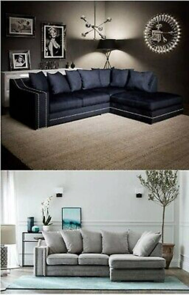 Cruze Studded Corner Sofa Charcoal Seal Grey
