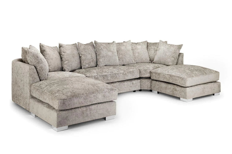Bishop Truffle Alaska Fabric Large U shape Sofa Scatter and Fullback Cushions