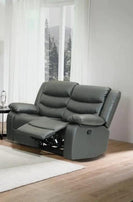 Roma Leather Recliner2 Seater sofa -Black/Grey