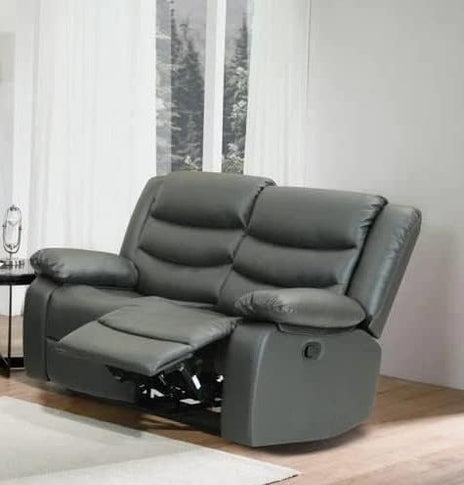 Roma Leather Recliner2 Seater sofa -Black/Grey