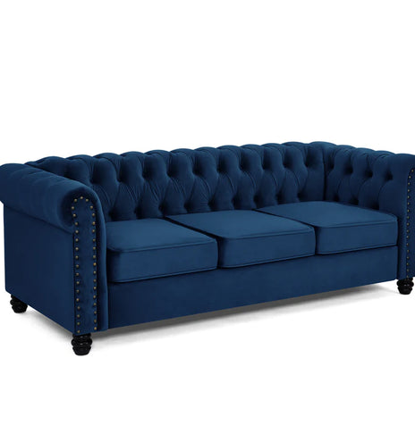 Chesterfield Plush Velvet 3 Seater Sofa
