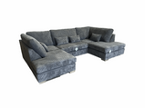 Lorena exquisite Grey Cord Fabric U Shape Sofa