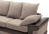 Dino Corner Sofa in Brown & Beige Fabric with a Large Footstool