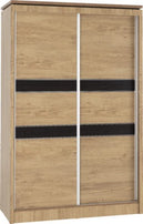 Charles 2 Door Sliding Wardrobe Oak Effect Veneer with Walnut Trim