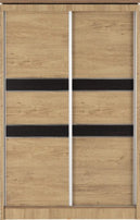 Charles 2 Door Sliding Wardrobe Oak Effect Veneer with Walnut Trim