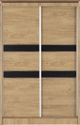 Charles 2 Door Sliding Wardrobe Oak Effect Veneer with Walnut Trim