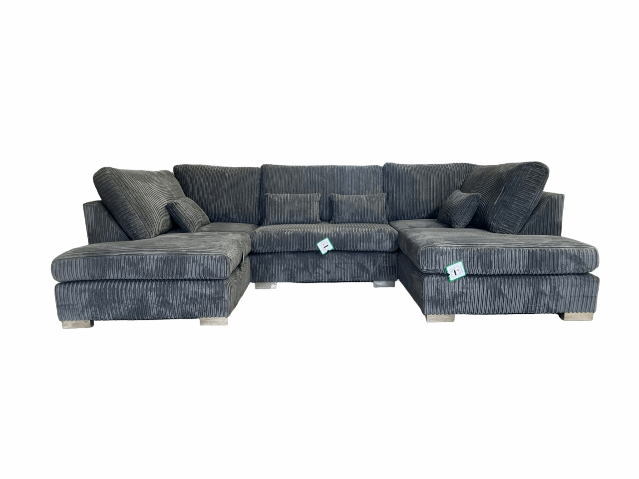 Lorena exquisite Grey Cord Fabric U Shape Sofa