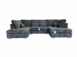 Lorena exquisite Grey Cord Fabric U Shape Sofa