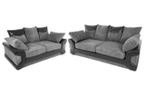 Dino 3+2 Seater Sofa Set in Black & Grey Jumbo Cord