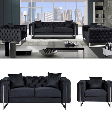 Chesterfield Fenzi Plush Fabric 3+2+1 Sofa set