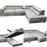 Lawrence Large Grey Plush Velvet Storage Sofa Bed