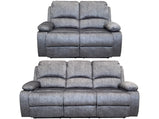 Valencia Grey Charcoal Fabric Reclining Sofa Set with Cupholders