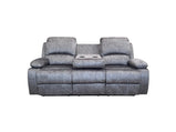 Valencia Grey Charcoal Fabric Reclining Sofa Set with Cupholders