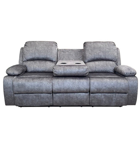 Valencia Grey  Marble Fabric Reclining Sofa Set with Cupholders