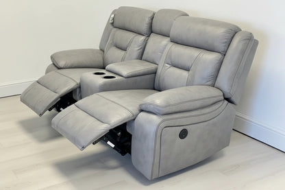 Nova Grey Tech Leather Electric recliner with Cup holders/USB ports