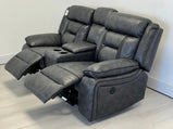 Nova Grey Tech Leather Electric recliner with Cup holders/USB ports