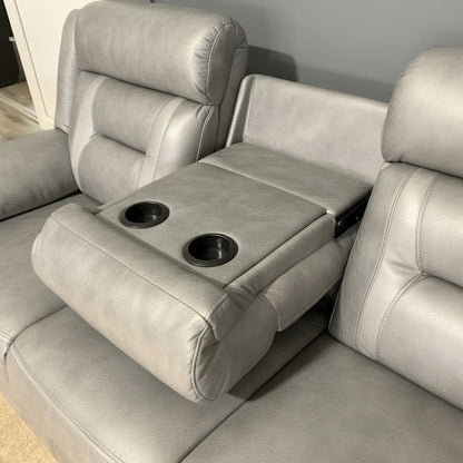 Nova Grey Tech Leather Electric recliner with Cup holders/USB ports