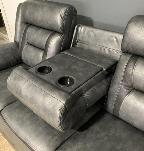 Nova Grey Tech Leather Electric recliner with Cup holders/USB ports