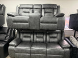 Nova Grey Tech Leather Electric recliner with Cup holders/USB ports