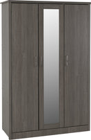 Lisbon 3 Door Wardrobe Black Wood Grain