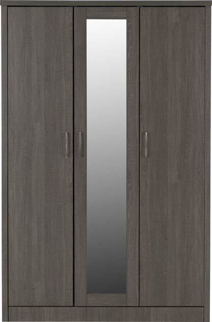 Lisbon 3 Door Wardrobe Black Wood Grain