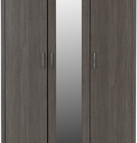 Lisbon 3 Door Wardrobe Black Wood Grain