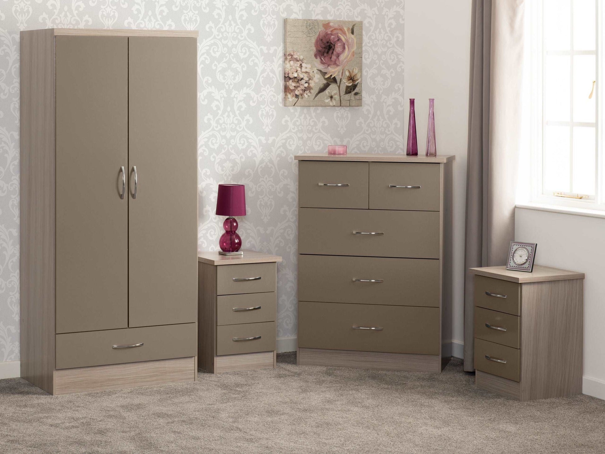 Nevada 2 Door 1 Drawer Wardrobe Bedroom Setvendor##seotitleArmoires & Wardrobesproduct-colour##