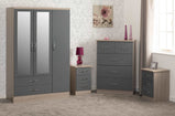 Nevada 3 Door 2 Drawer Mirrored Wardrobe Bedroom Set Grey Gloss/Light Oak Effect Veneervendor##seotitleproduct-colour##