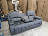 Valencia Grey Charcoal Fabric Reclining Sofa Set with Cupholders