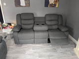 Sorrento Grey Fabric 3+2 Recliner Sofa With Cup Holder