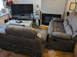 Valencia Grey  Marble Fabric Reclining Sofa Set with Cupholders