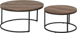 Quebec Round Coffee Table Set Medium Oak Effect/Black