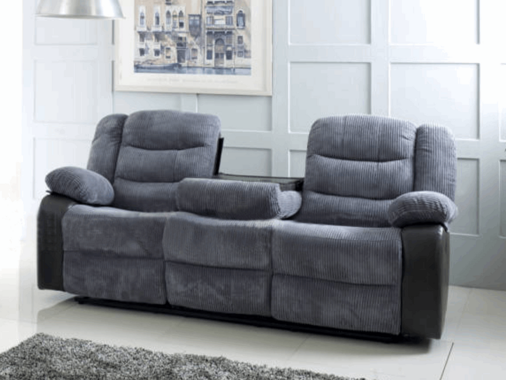 Sofa set with recliner online and cup holder