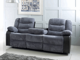 Rio Reclining Premium Cord Fabric and Leather Sofa set With Cup Holder