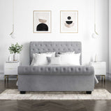 Amara Roll Top Double Sleigh Bed in Grey Velvetvendor##seotitleBeds & Bed Framesproduct-colour##