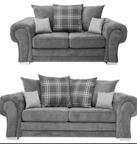 Verona Scatter Grey Fabric 3+2 Seater Sofa Set