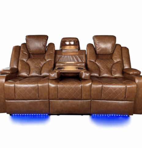 Amsterdam Genuine Leather Electric LED Reclining Sofa set