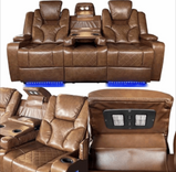 Amsterdam Genuine Leather Electric LED Reclining Sofa set