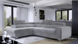 Lawrence Large Grey Plush Velvet Storage Sofa Bed