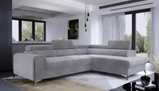 Lawrence Large Grey Plush Velvet Storage Sofa Bed