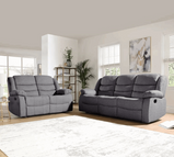 Sorrento Grey Fabric 3+2 Recliner Sofa With Cup Holder