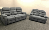 Sorrento Grey Fabric 3+2 Recliner Sofa With Cup Holder