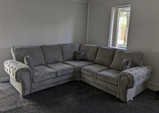 Verona High Back Grey Fabric Corner Sofa